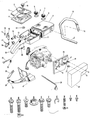Main Frame Diagram and Parts List for 917351061  Craftsman Chainsaw