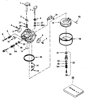 Carburetor No. 632490 Diagram and Parts List for 143416012  Craftsman Engine