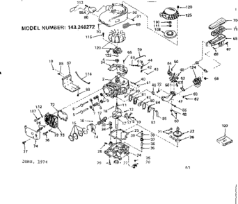 Replacement Parts Diagram and Parts List for 143246272  Craftsman Engine