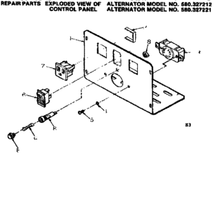 Control Panel Diagram and Parts List for 580327212  Craftsman Engine