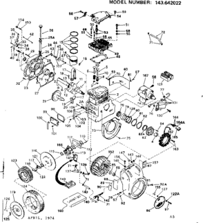 Engine Diagram and Parts List for 143642022  Craftsman Engine