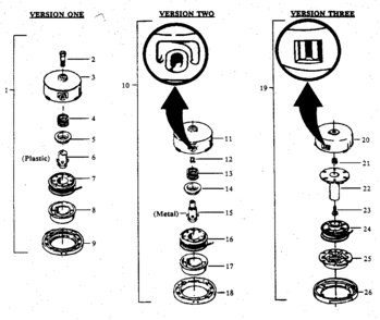 3 Version Cutting Head Diagram and Parts List for 358798130  Craftsman Trimmer