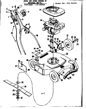 Replacement Parts Diagram and Parts List for 13191291  Craftsman Lawn Mower