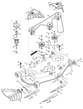 PG 14-DECK Diagram and Parts List for 247204470 Type 0 Craftsman Lawn Mower