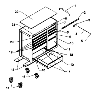 Cabinet Parts Diagram and Parts List for 706619650  Craftsman Tool Stand & Cart