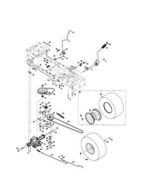 Transmission Drive Diagram and Parts List for 247289020  Craftsman Lawn Tractor