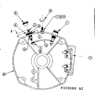 Rear Bearing Carrier Asm W/battery Charging Terminals Diagram and Parts List for 580320080  Craftsman Engine