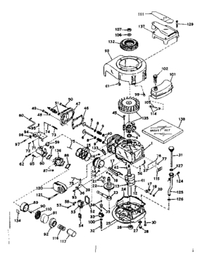 Basic Engine Diagram and Parts List for 143171172  Craftsman Engine