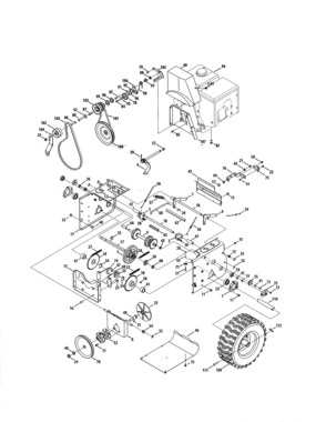 Wheels/engine/pulleys Diagram and Parts List for 247888760  Craftsman Snow Blower