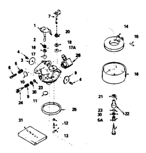 Carburetor No. 632270 Diagram and Parts List for 143385022  Craftsman Engine