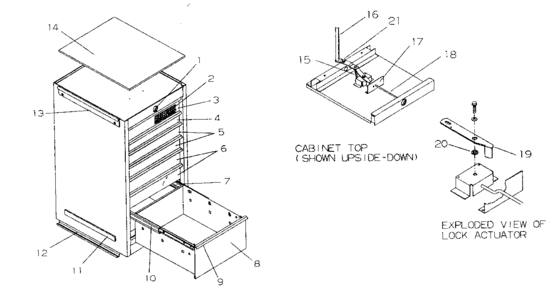 Side Cabinet Diagram and Parts List for 706600060  Craftsman Tool Stand & Cart