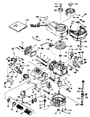 Basic Engine Diagram and Parts List for 143364242  Craftsman Engine