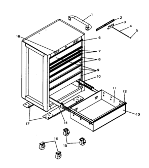 Part Location Diagram of 18195A6-EBE Craftsman Tool chest drawer