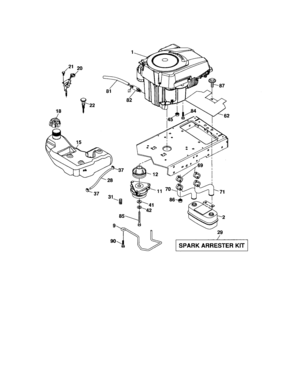 Engine Diagram and Parts List for 917276923  Craftsman Lawn Tractor