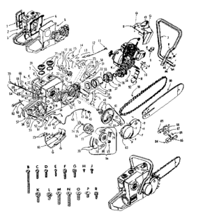Main Frame Diagram and Parts List for 91761401  Craftsman Chainsaw