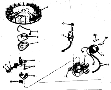 Magneto 39038 Diagram and Parts List for 580323030  Craftsman Engine