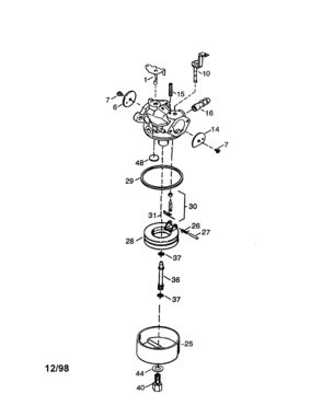 Carburetor - 640096 Diagram and Parts List for 143640096  Craftsman Lawn Mower
