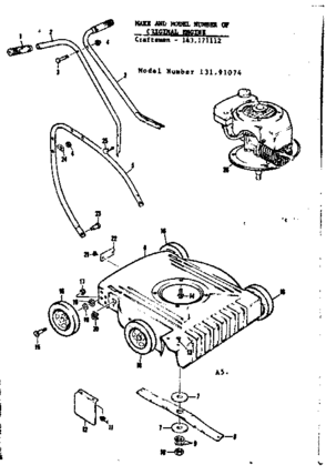 Replacement Parts Diagram and Parts List for 13191074  Craftsman Lawn Mower