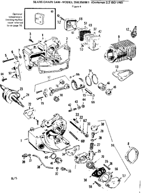 Engine Diagram and Parts List for 358358861  Craftsman Chainsaw