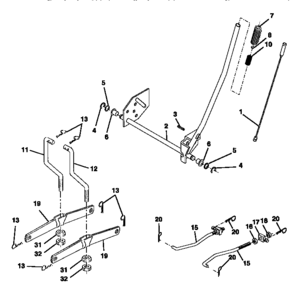Lift Diagram and Parts List for 917252510  Craftsman Lawn Tractor