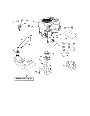 Engine Diagram and Parts List for 917986451  Craftsman Lawn Tractor