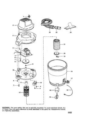 12 Gallon Wet/dry Vac Diagram and Parts List for 113179141  Craftsman Filters & Accessories