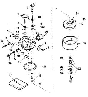 Carburetor No. 632270 Diagram and Parts List for 143375052  Craftsman Engine