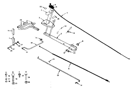 Control Group Diagram and Parts List for 917299762  Craftsman Tiller