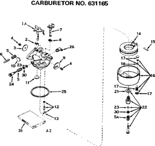 Replacement Parts Diagram and Parts List for 143216122  Craftsman Engine