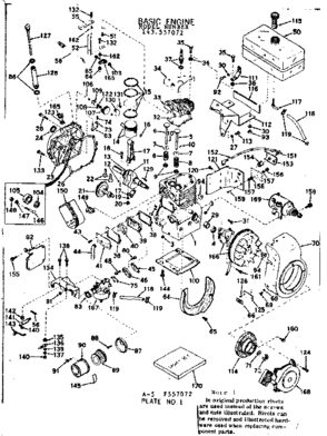 Basic Engine Diagram and Parts List for 143557072  Craftsman Engine
