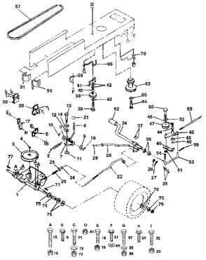 Drive Diagram and Parts List for 917255572  Craftsman Lawn Tractor