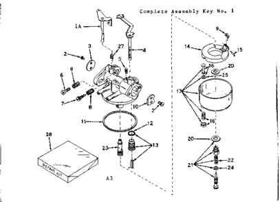 Carburetor Diagram and Parts List for 143622042  Craftsman Engine