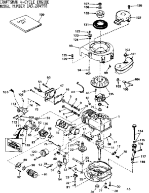 Replacement Parts Diagram and Parts List for 143284592  Craftsman Engine