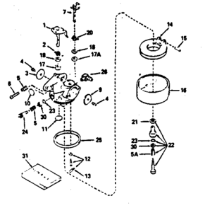 Carburetor No. 632399 Diagram and Parts List for 143375022  Craftsman Engine