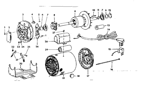 Unit Diagram and Parts List for 11312210  Craftsman Power Motor