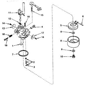 Carburetor No. 631889 Diagram and Parts List for 200243112  Craftsman Engine