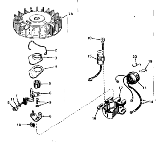 Magneto Diagram and Parts List for 143576122  Craftsman Engine