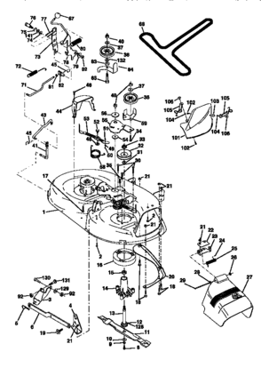 Mower Deck Diagram and Parts List for 917270631  Craftsman Lawn Tractor