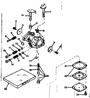 Carburetor Diagram and Parts List for 143141132  Craftsman Engine