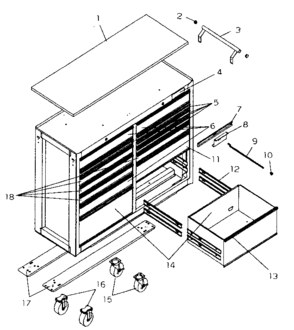 Tool Cart Diagram and Parts List for 706655136  Craftsman Tool Stand & Cart