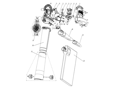 Main Assy Diagram and Parts List for 15130381  Craftsman Leaf Blower / Vacuum