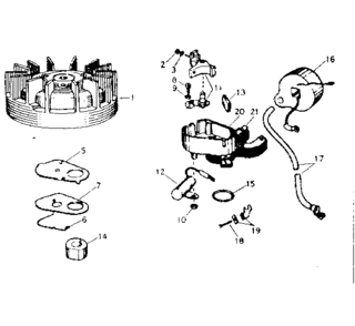 Magneto #610597 Diagram and Parts List for 91760031  Craftsman Chainsaw