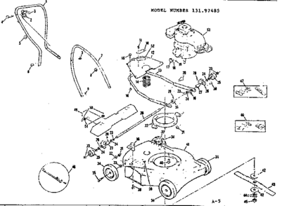 Replacement Parts Diagram and Parts List for 13197485  Craftsman Lawn Mower