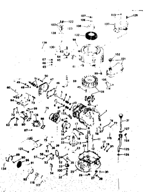Basic Engine Diagram and Parts List for 143194132  Craftsman Engine