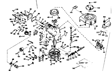 Basic Engine Diagram and Parts List for 143224342  Craftsman Engine