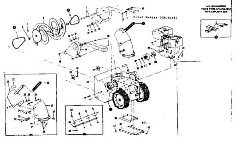Motor Assembly Diagram and Parts List for 53682490  Craftsman Snow Blower