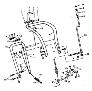 Upper Handle Assembly Diagram and Parts List for 536886400  Craftsman Snow Blower