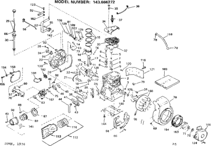 Replacement Parts Diagram and Parts List for 143666272  Craftsman Engine