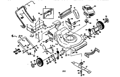 Main Frame Diagram and Parts List for 917379331  Craftsman Lawn Mower