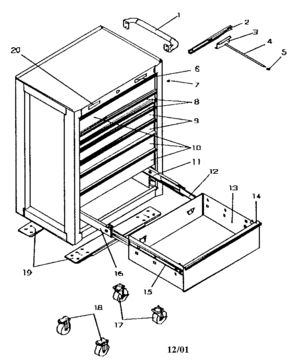 Tool Chest Diagram and Parts List for 706596190  Craftsman Tool Stand & Cart